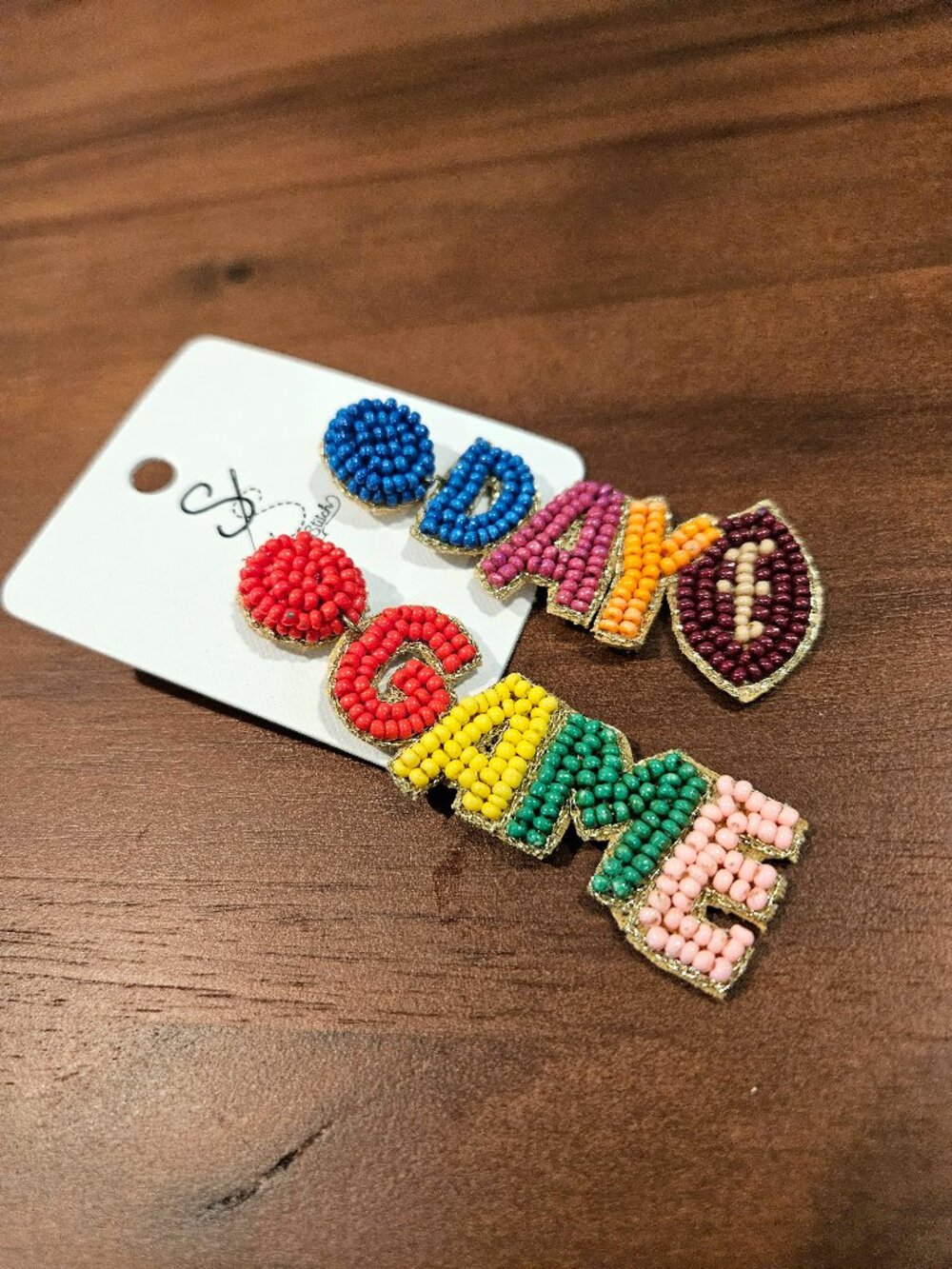 GAME DAY Football Multicolored Beaded Earrings Boutique